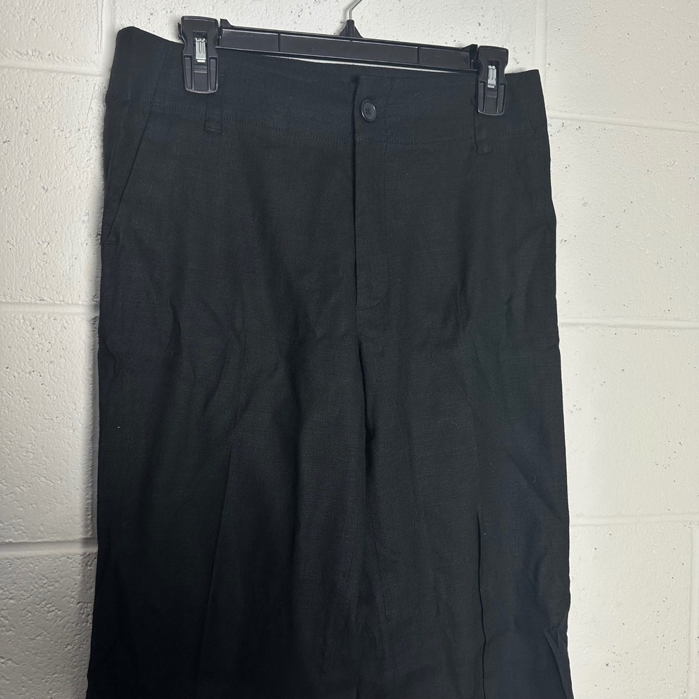 Banana Republic Harrison Black Linen Blend Wide Leg Stretch Trousers Pants Sz 6